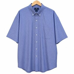 Cutter & Buck Mens 4XT Tall Blue Purple Non Iron Short Sleeve Button Down Shirt‎